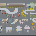 Colorful Modern Table and Chair Sets With Various Shapes And Playful Designs For Indoor Spaces