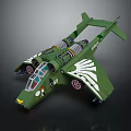 Detailed Green Spacecraft Model With Wings Engines And Cockpit Design