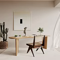 Quiet desk and chair Cream log 3d model