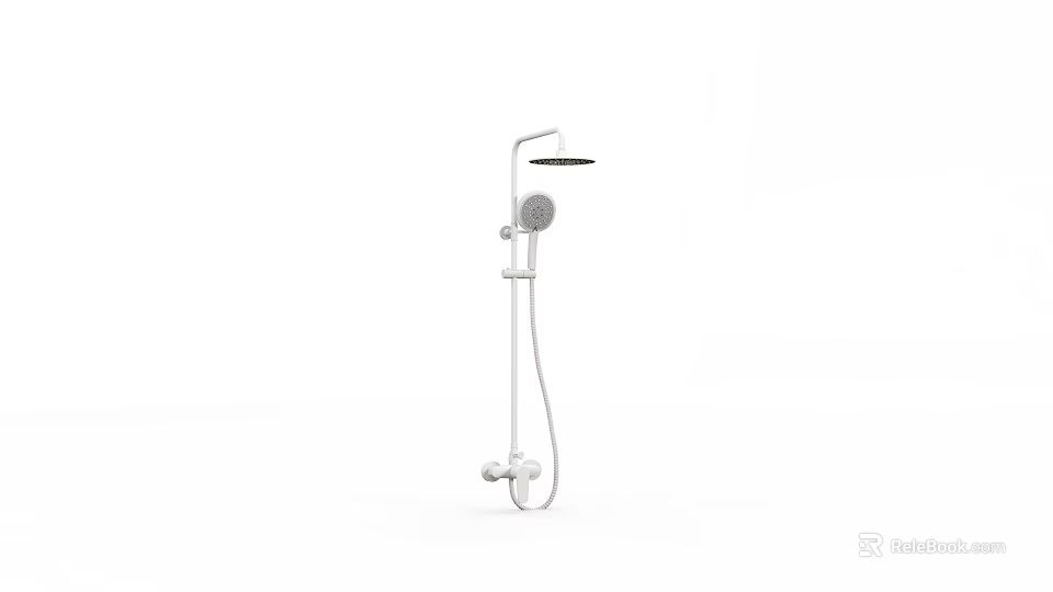 Sleek Modern Shower Head With Handheld Sprayer And Overhead Bracket Design 3d model 