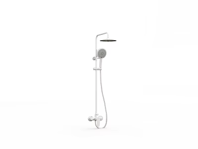 Sleek Modern Shower Head With Handheld Sprayer And Overhead Bracket Design 3d model
