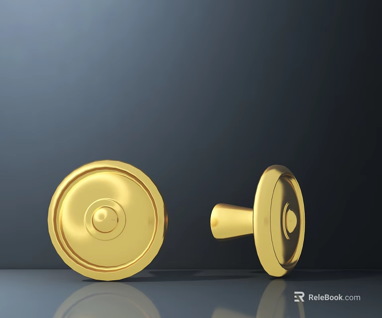 Golden Round Door Knob With Modern Metal Design For Home Decor 3d model 