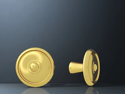 Golden Round Door Knob With Modern Metal Design For Home Decor 3d model