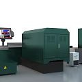 Green Modern Industrial Equipment With Control Panel Display Screen Storage Cabinets And Waste Bins