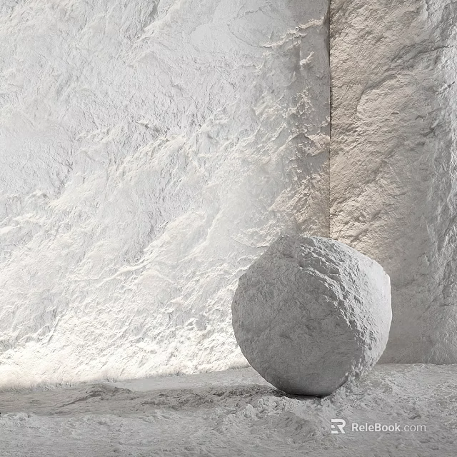 White Spherical Component With Rough Textured Surface Against White Textured Walls and Floor 3d model 