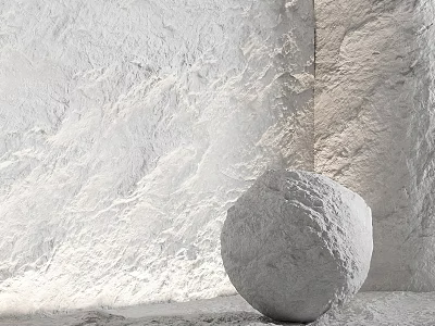 White Spherical Component With Rough Textured Surface Against White Textured Walls and Floor 3d model