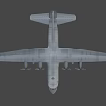 Gray Fighter Jet With Four Propellers Long Wings Wide Fuselage And Tail Emblem