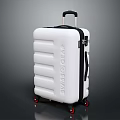 Stylish Modern White Travel Suitcase With Retractable Handle And Rolling Wheels