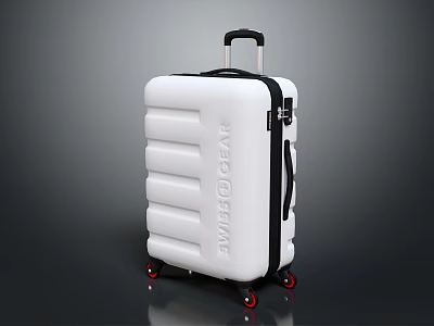 Stylish Modern White Travel Suitcase With Retractable Handle And Rolling Wheels 3d model