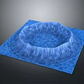Blue Circular Landscape With Textured Icy Surface On Square Base And Dark Background