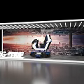 Modern 5G Tech Exhibition Hall With Urban Background And Interactive Experience Device