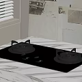 Black Glass Gas Cooktop With Two Burners And Control Knobs For Kitchen Use 3d model