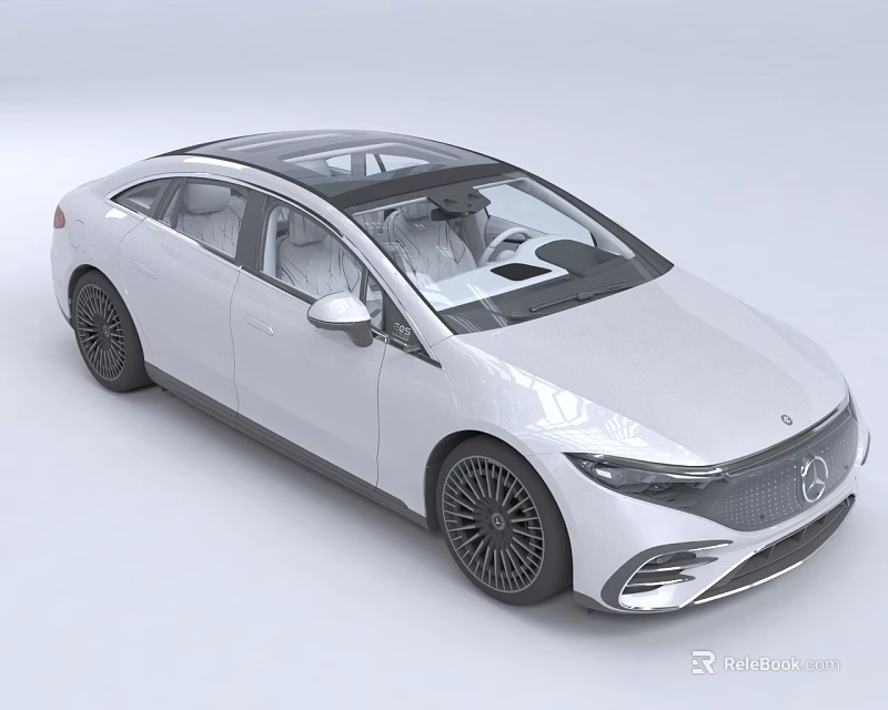 Mercedes Benz White Modern Sedan With Transparent Roof And Large Wheels 3d model 