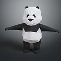 Game And Movie Character Low Poly Black And White Panda Standing Pose With Outstretched Arms