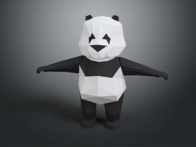 Game And Movie Character Low Poly Black And White Panda Standing Pose With Outstretched Arms 3d model