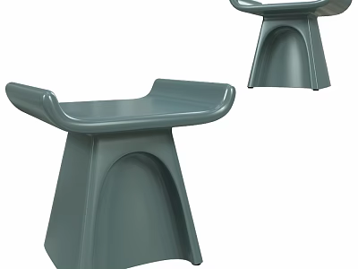 Contemporary Grey Stools Featuring Curved Backrest And Sturdy Supportive Base 3d model