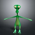 Green Animated Character With Big Eyes Long Limbs And Open Arms