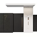 Modern Black Main Gate Design With Gold Accents And Marble Columns Featuring Number 7