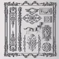 Intricate Decorative Carvings Showcasing Various Detailed Ornamental Patterns And Designs