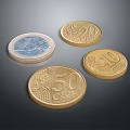 Shiny Euro Coins Collection Featuring 1 Euro 50 20 and 10 Cent Denominations