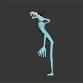 3D Cartoon Character Creature With Big Eyes And Slender Blue Body