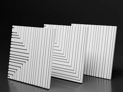 Modern White Wall Paneling with Striped Patterns for Interior Decoration 3d model