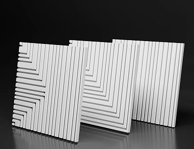 Modern White Wall Paneling with Striped Patterns for Interior Decoration 3d model
