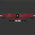 Red Industrial Secure Door With Central Circular Lock And Cross Metal Bars Design Elements