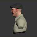 Elderly Man Bust Wearing Gray Cap And Light Colored Polo Shirt On Gray Background