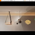 Modern Pendant Lights with Circular Wooden Ring Spherical Metal Ivory Shell Shapes in Contemporary Interior