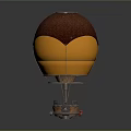 Amusement Ride Hot Air Balloon Brown And Yellow Spherical Design With Metal Support Base