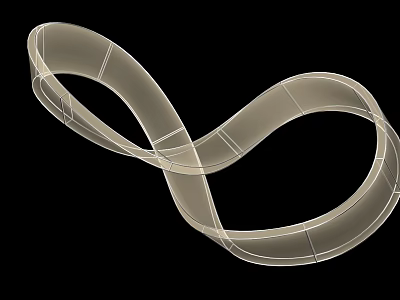 Transparent Curved Infinity Symbol Structure With Grid Lines On Black Background 3d model