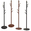 Floor Standing Modern Tree Shaped Coat Rack With Multiple Hooks Round Base Various Colors 3d model