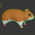 Orange and white hamster model 3D rendered with smooth surface standing on black background