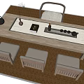 Modern Wooden Tea Table and Chairs with Hanging Plant on Woven Rug