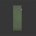 Vintage Wooden Cabinet With Green Filing Cabinet And Stacked Boxes And Books