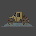 Vintage Wooden Horse Drawn Carriage With Spoked Wheels On Stone Pavement