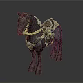 Black Horse With Blue Glowing Decorations Intricate Saddle Patterns And Glowing Hooves