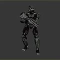 Futuristic Armored Sci Fi Character With Mechanical Weapon In Standing Pose 3d model