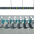 Modern Public Facility Subway Station With Turnstiles Display Screens Green Arrows And Floor Indicators