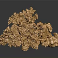 Copper Coral Shaped Crystals With Shiny Textured Structure Against Dark Background