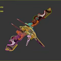 Futuristic Aircraft Model With Vibrant Orange Green Blue Accents And Unique Wing Design