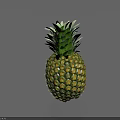 Fresh Ripe Pineapple with Green Leafy Crown and Yellow Green Textured Skin