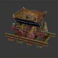 Rusty Vintage Mine Cart Model Displayed on Weathered Rail Tracks
