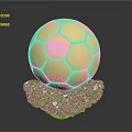 Golden Shiny Soccer Ball Decorative Piece with Crystal Base for Home Decoration