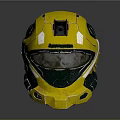 Futuristic Yellow Green Helmet With Reflective Surface Visor And Geometric Details
