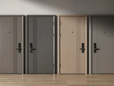 Multiple Modern Security Doors With Different Colors And Lock Designs For Home Safety 3d model