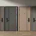 Multiple Modern Security Doors With Different Colors And Lock Designs For Home Safety 3d model
