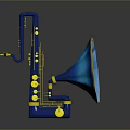 Modern Blue Saxophone Shaped Decorative Household Item With Yellow Accents 3d model