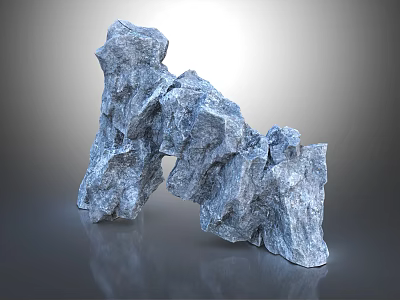 Modern Artistic Stone Arch Structure With Rough Blue Gray Texture And Reflective Surface 3d model